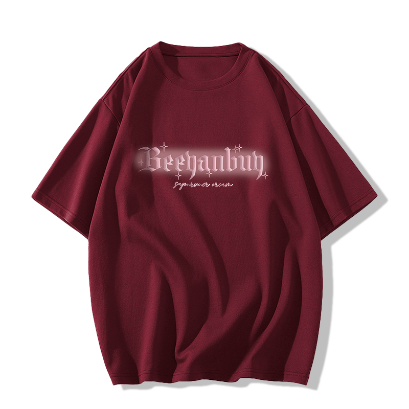 Casual short-sleeved T-shirt (XS-2XL size burgundy [260g cotton high-quality version]) [Please contact customer service to confirm the shipping size after placing an order]