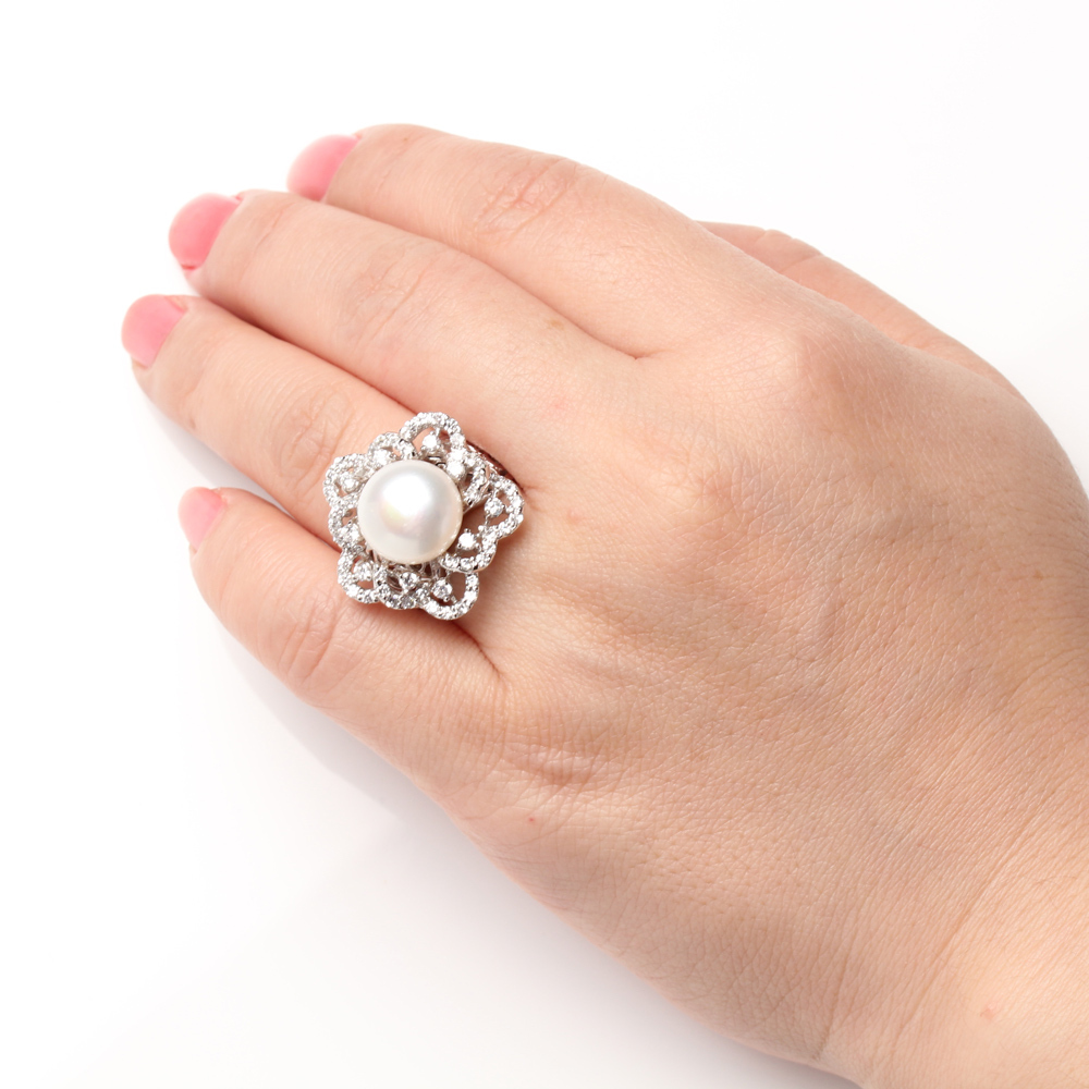 【雅紅珠寶】天然珍珠戒指-11*11mm-925銀飾-R0457