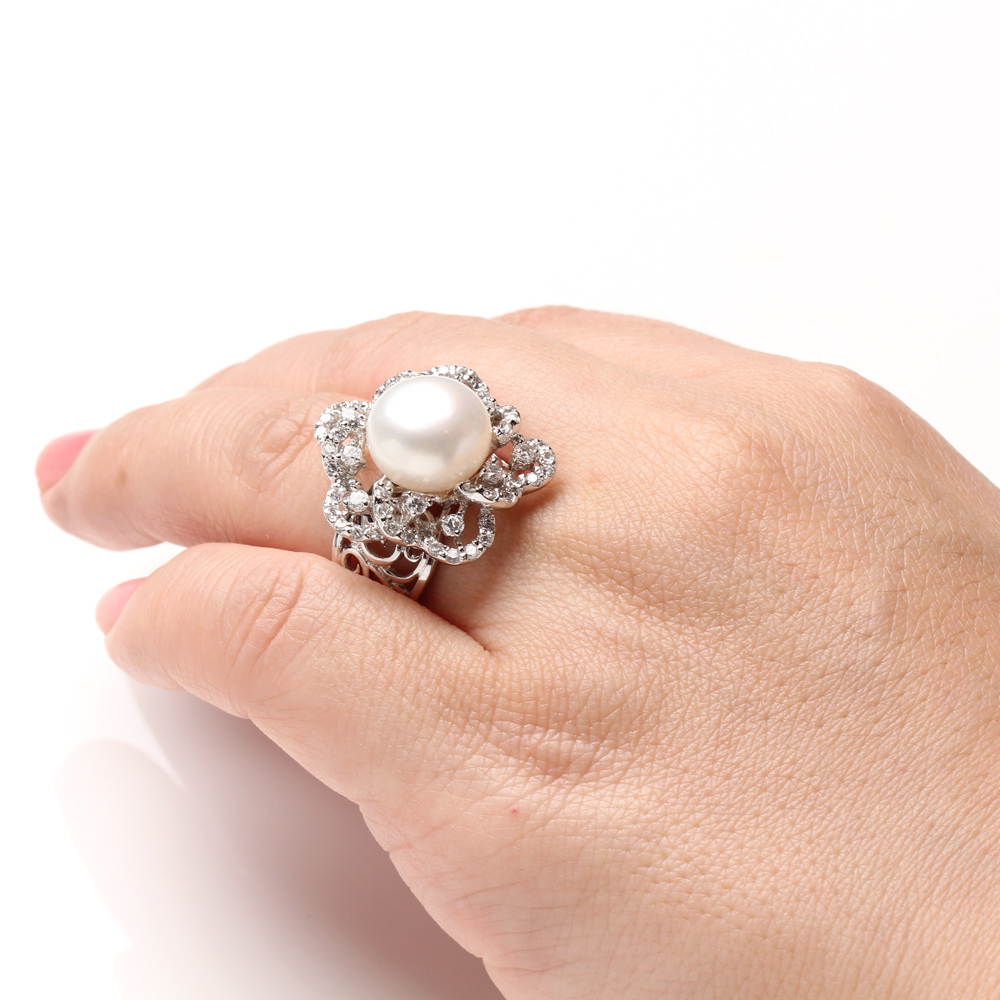 【雅紅珠寶】天然珍珠戒指-11*11mm-925銀飾-R0457