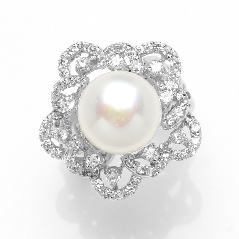 【雅紅珠寶】天然珍珠戒指-11*11mm-925銀飾-R0457