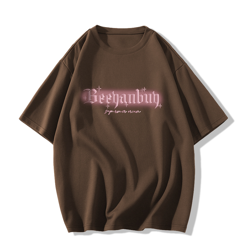 Casual short-sleeved T-shirt (XS-2XL American brown [260g cotton high-quality version]) [Please contact customer service to confirm the shipping size after placing an order]
