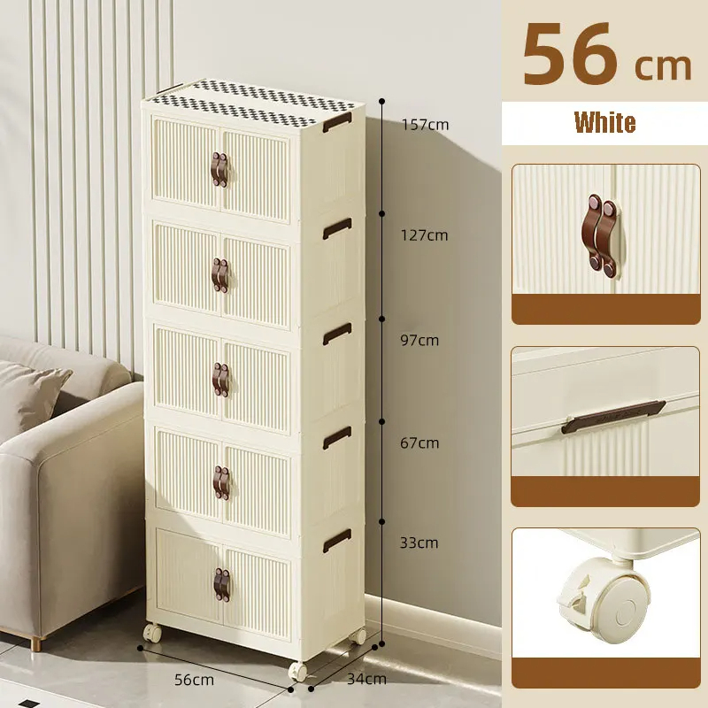 New multi-layer combination folding cabinet, bathroom cabinet, bedside table, small coffee table, wardrobe (5 layers) 56cmx34cm