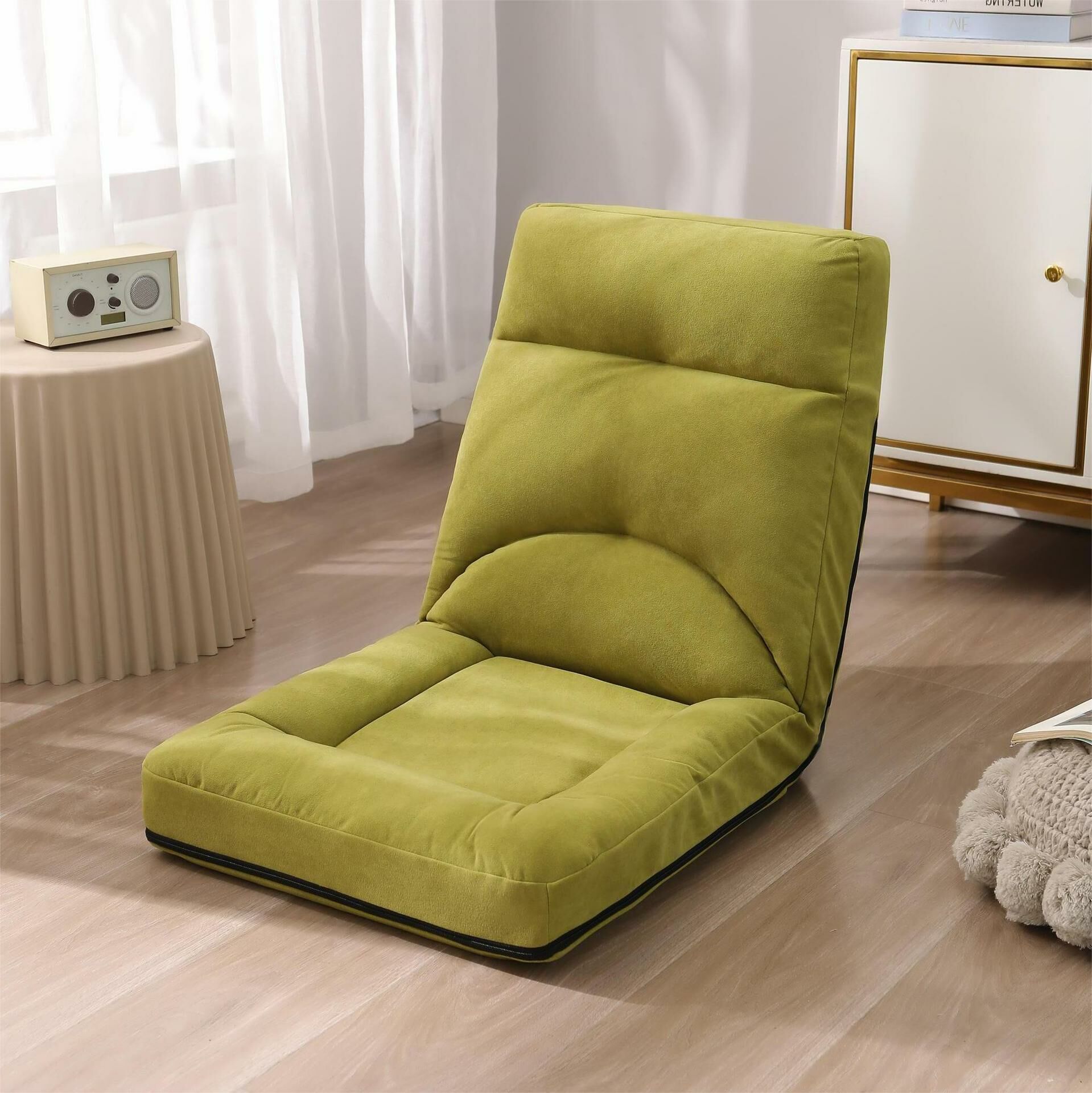 Hot selling Japanese tatami foldable back chair computer office chair adjustable lazy sofa (green)