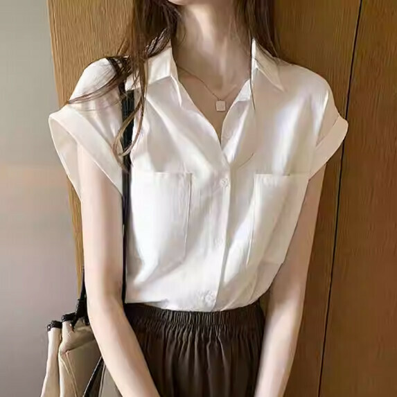 Loose shirt short sleeve women's summer (white [size M_2XL] (contact customer service to confirm the shipping size after placing an order)