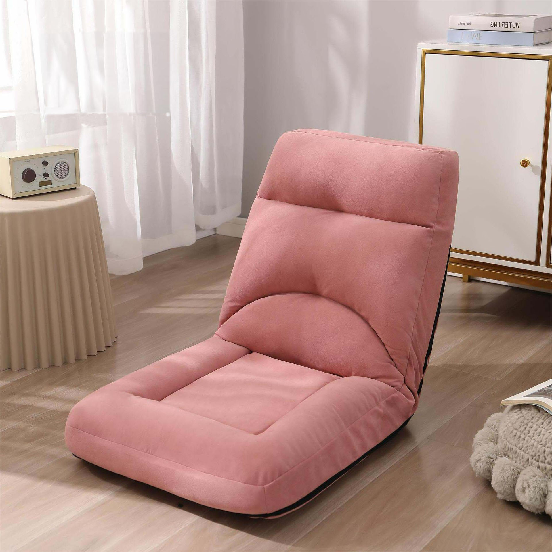 Hot selling Japanese tatami foldable back chair computer office chair adjustable lazy sofa (pink)
