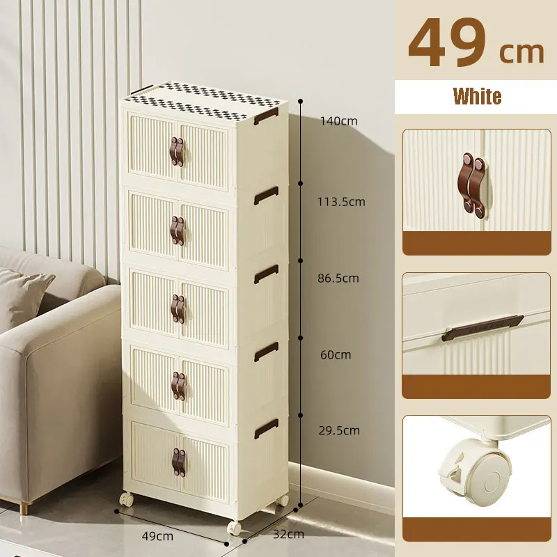 New multi-layer combination folding cabinet, bathroom cabinet, bedside table, small coffee table, wardrobe (5 layers) 49cmx32cm