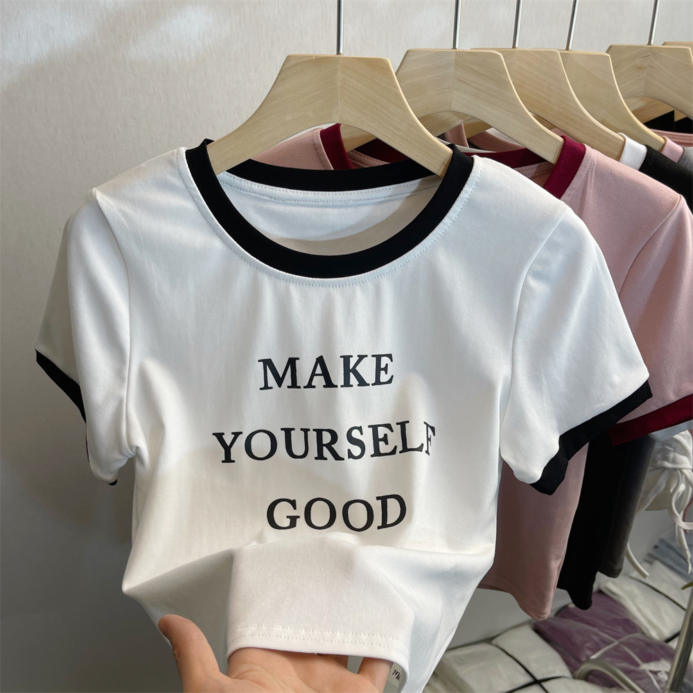 【1 piece】Casual slimming short sleeve T-shirt (S-XL size white) [After placing an order, please contact customer service to confirm the shipping size]