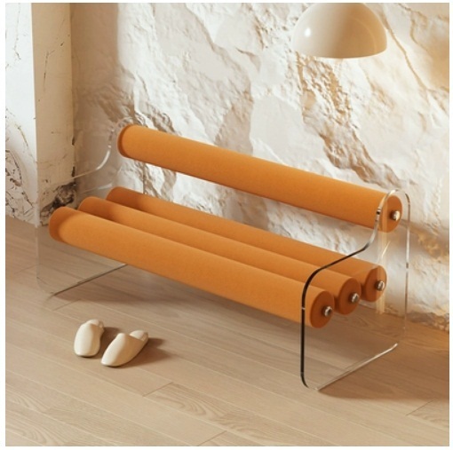 Hot selling transparent acrylic shoe changing stool door stool living room sofa (orange) 100x52x60cm
