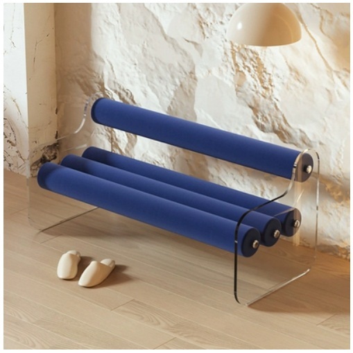 Hot selling transparent acrylic shoe changing stool door stool living room sofa (dark blue) 80x52x60cm