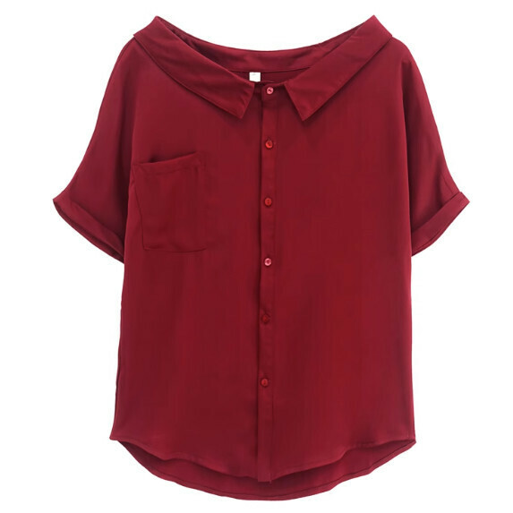 Loose Shirt Short Sleeve Women's Summer (Burgundy [S_2XL size] (contact customer service to confirm the shipping size after placing an order)