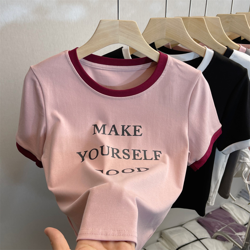 【1 piece】Casual slimming short-sleeved T-shirt (S-XL pink) [Please contact customer service to confirm the shipping size after placing an order]