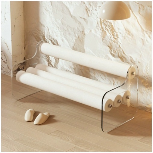 Hot selling transparent acrylic shoe changing stool door stool living room sofa (off-white) 120x52x60cm