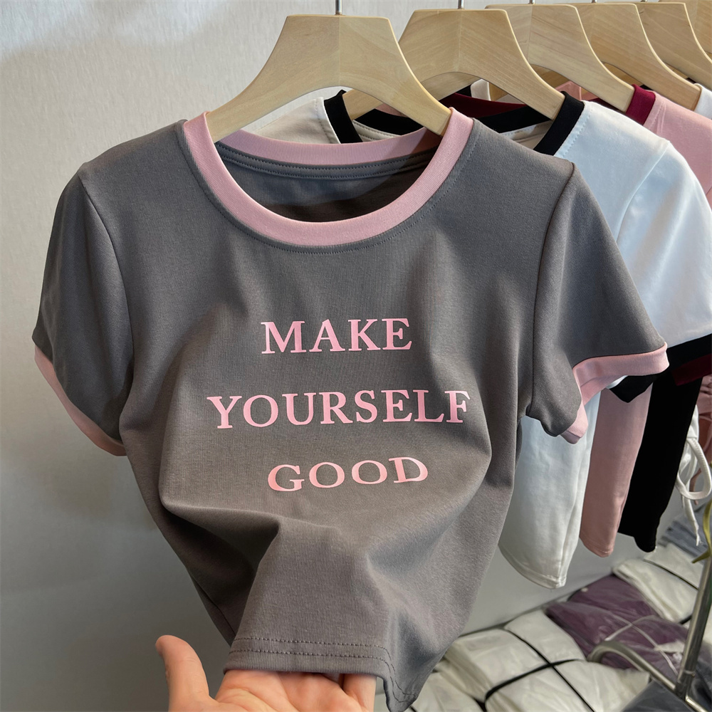 【1 piece】Casual slimming short sleeve T-shirt (S-XL size dark gray) [Please contact customer service to confirm the shipping size after placing an order]