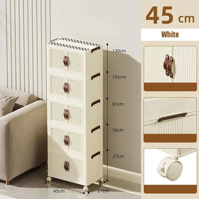 New multi-layer combination folding cabinet, bathroom cabinet, bedside table, small coffee table, wardrobe (5 layers) 45cmx27cm