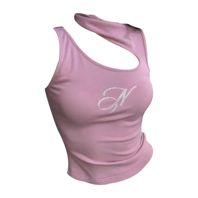 Hot selling halterneck irregular vest (pink, one size fits all)