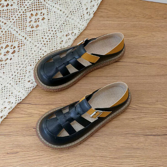 Casual Baotou Sandals [Color Black] [Size 35-40] (Contact customer service to confirm the shipping size after placing an order)