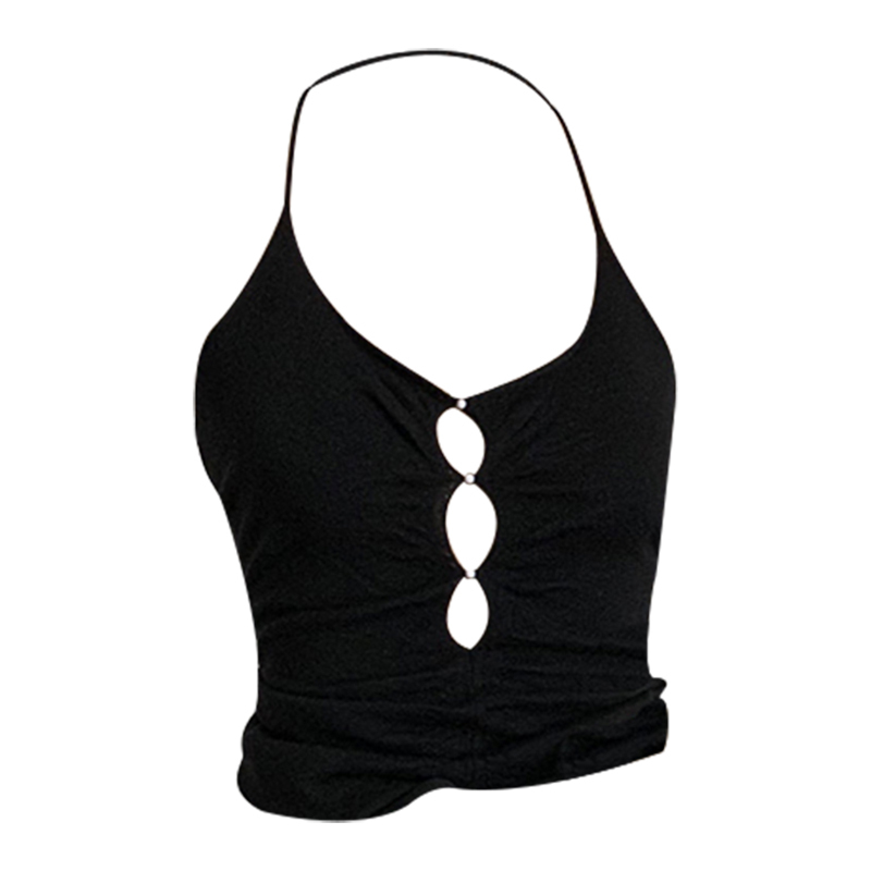Hot selling halterneck hollow vest (black, one size fits all)