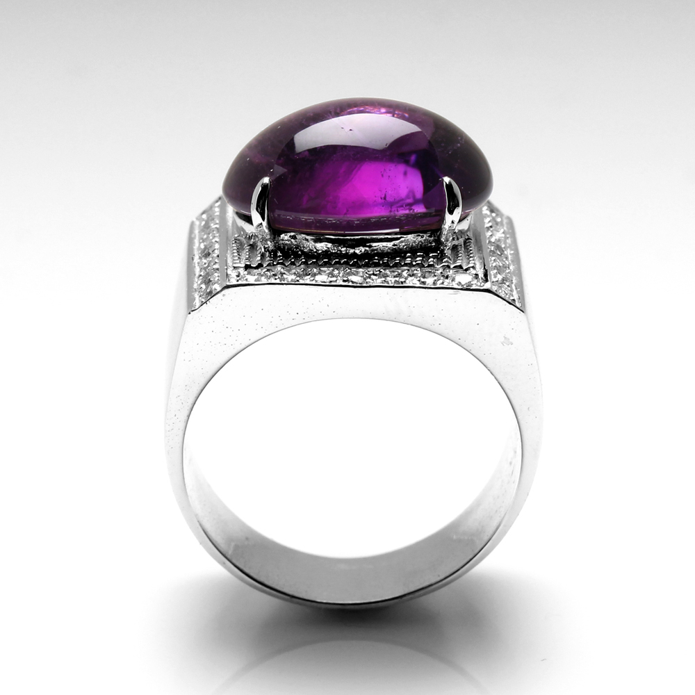 【雅紅珠寶】天然紫水晶戒指-11*16mm-925銀飾-R0453