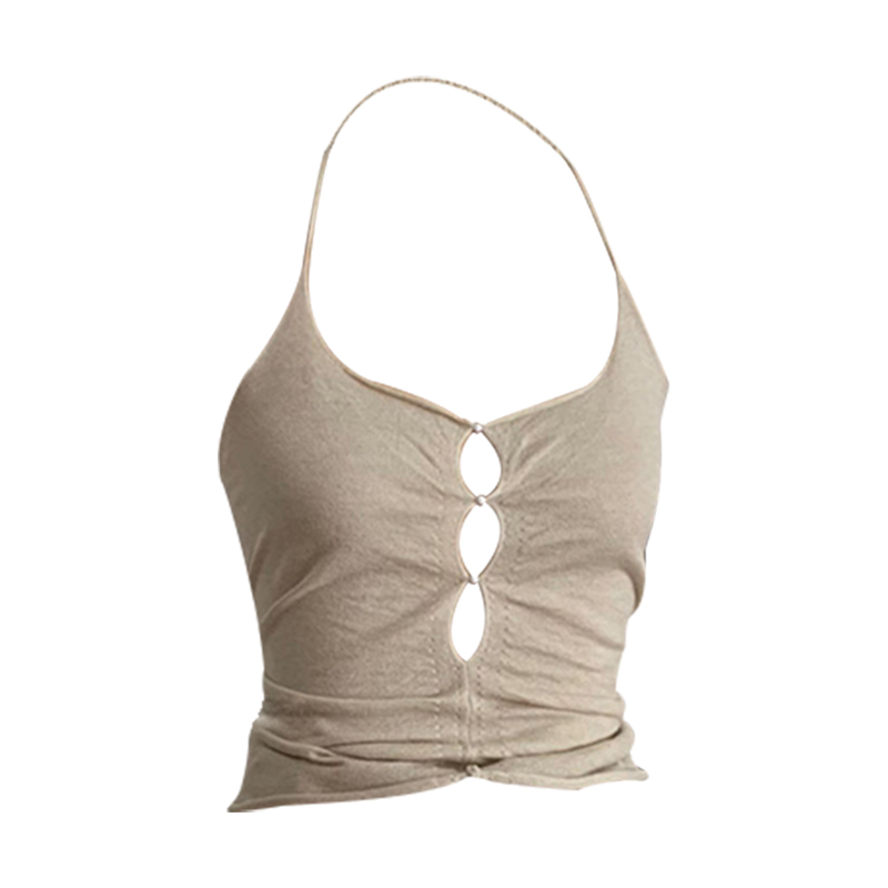 Hot Selling Halter Neck Hollow Vest (Apricot One Size Fits All)