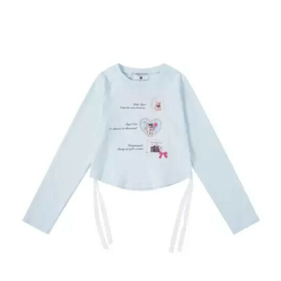 Hot selling waist-cinching long-sleeved rope slimming T-shirt [light blue] [S-M size] (please contact customer service to confirm the delivery size after placing the order)