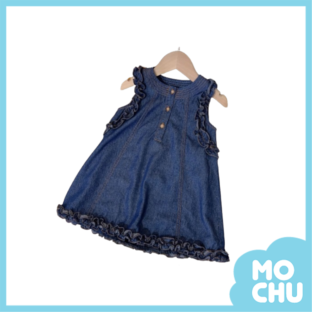 木耳邊無袖牛仔連身裙
