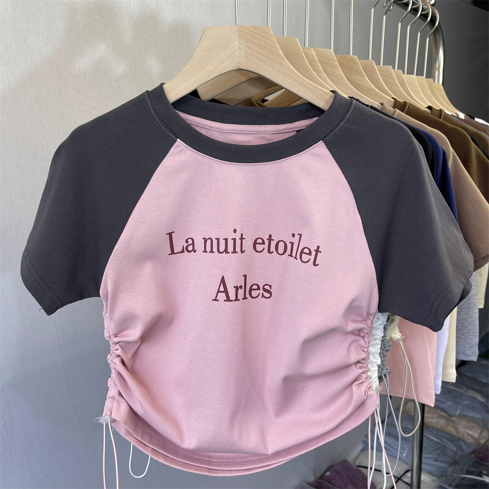 【1 piece】Casual slimming short-sleeved T-shirt (S-XL pink) [Please contact customer service to confirm the shipping size after placing an order]