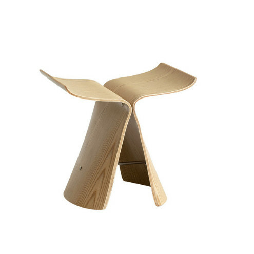 Hot selling Nordic solid wood stool simple living room side table shoe stool butterfly chair (ash color)