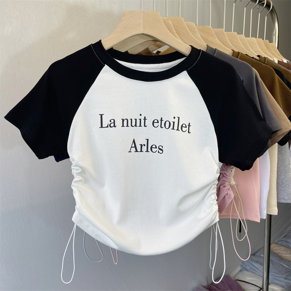 【1 piece】Casual slimming short sleeve T-shirt (S-XL size white) [After placing an order, please contact customer service to confirm the shipping size]