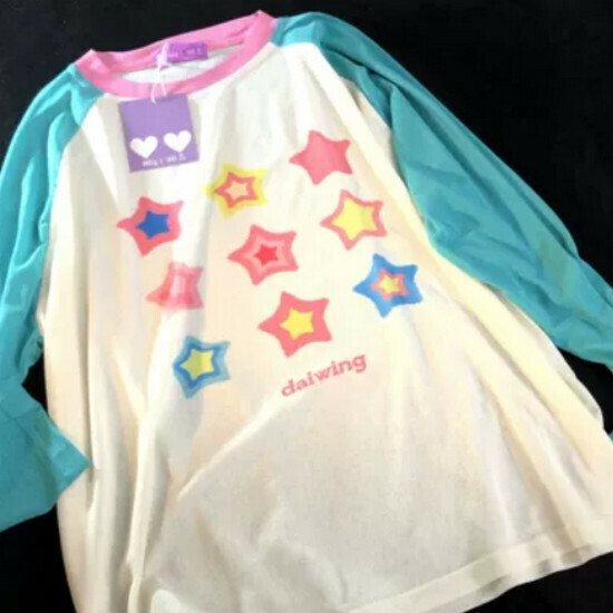 Hot Selling Raglan Sleeve Breathable Cartoon Sunscreen Cover Up Long Sleeve T-Shirt [Lake Blue] [One Size Fits All]