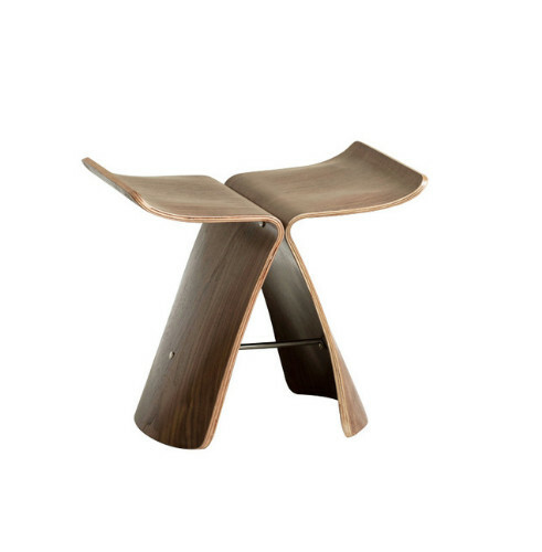 Hot Selling Nordic Solid Wood Stool Simple Living Room Side Table Shoe Stool Butterfly Chair (Walnut Color)