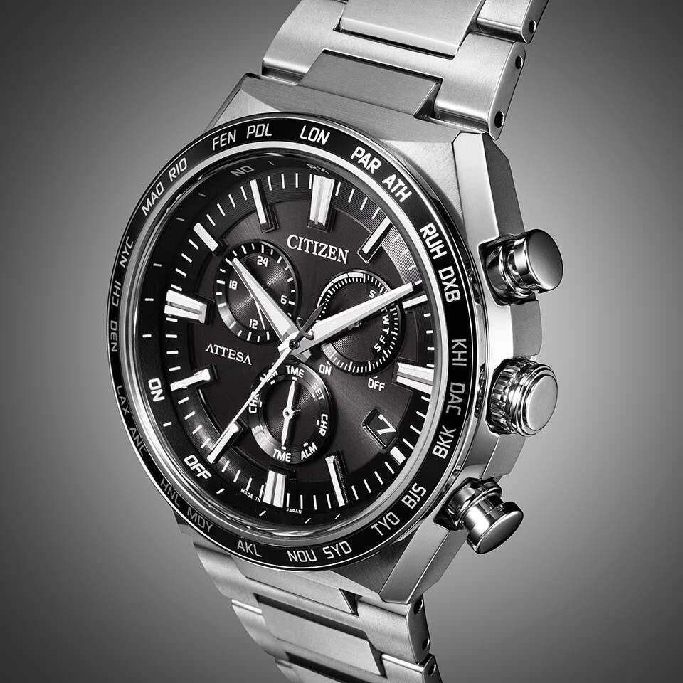 萬年鐘錶 - Citizen 星辰錶 黑面超級鈦太陽能電波對時男錶 CB5966-69E 錶徑41.1MM