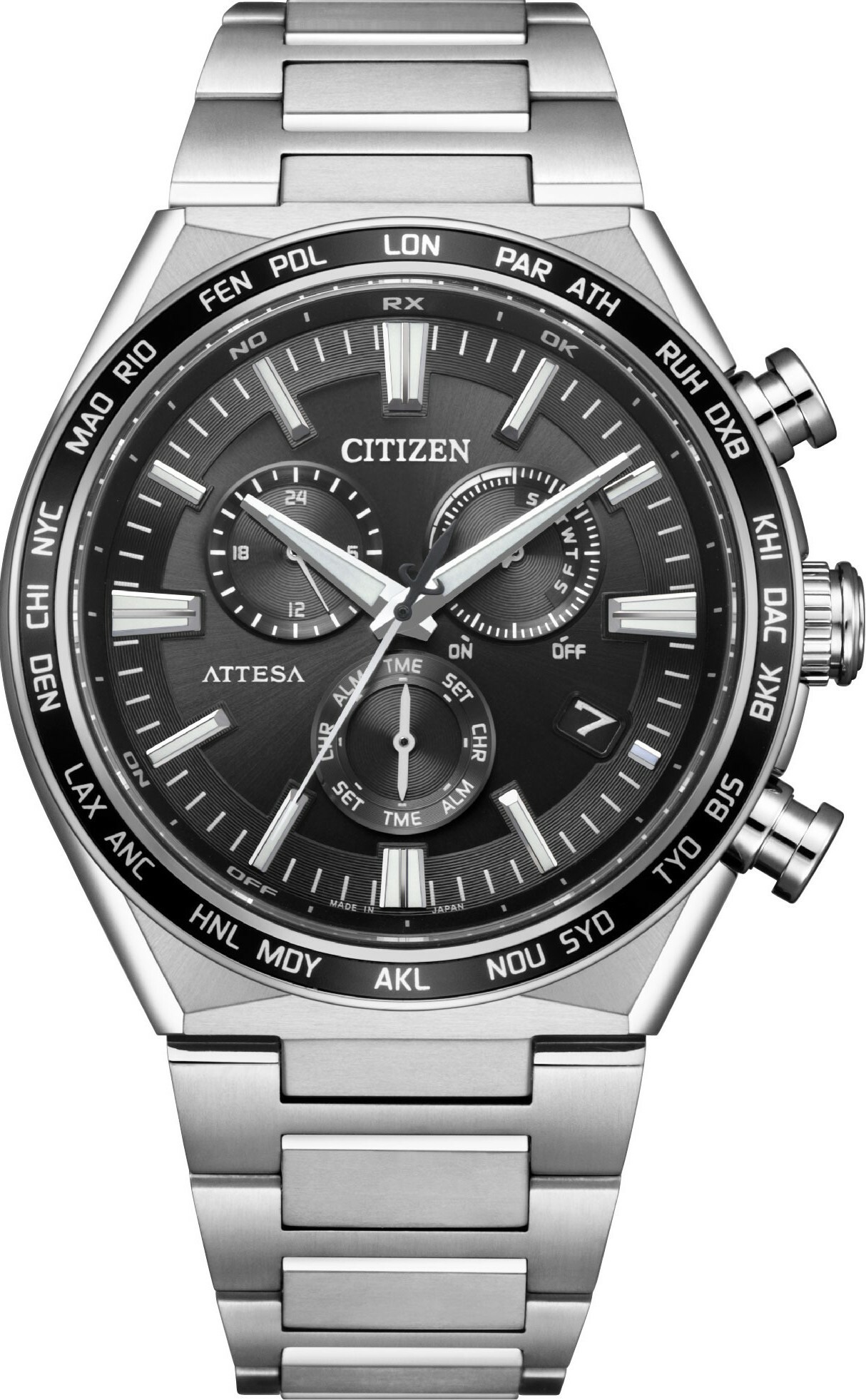 萬年鐘錶 - Citizen 星辰錶 黑面超級鈦太陽能電波對時男錶 CB5966-69E 錶徑41.1MM