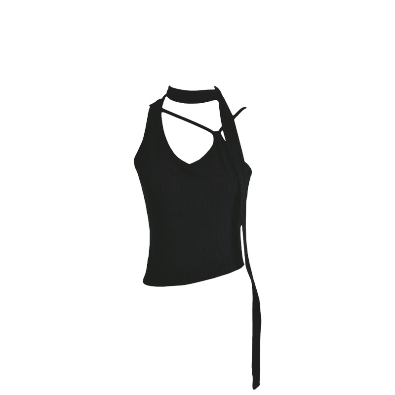 Hot selling halterneck knitted suspenders (black, one size fits all)