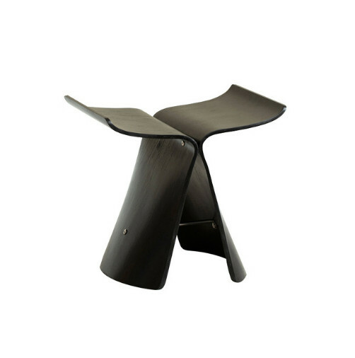 Hot selling Nordic solid wood stool simple living room side table shoe stool butterfly chair (brown black)