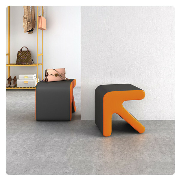 Hot selling shoe changing stool, entrance low stool, sofa stool, fitting room stool 40x40x35cm (orange gray)