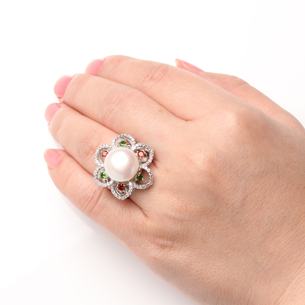 【雅紅珠寶】天然珍珠戒指-13*13mm25銀飾-R0458