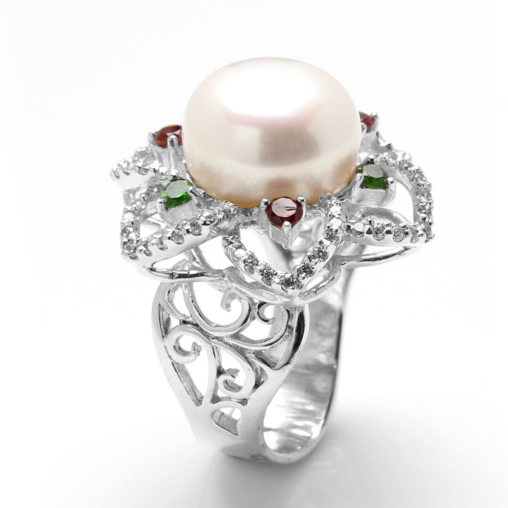 【雅紅珠寶】天然珍珠戒指-13*13mm25銀飾-R0458