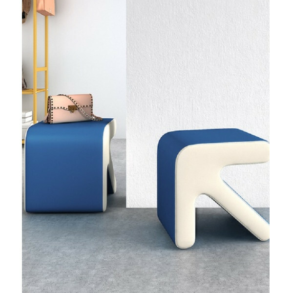 Hot selling shoe changing stool, entrance low stool, sofa stool, fitting room stool 40x40x35cm (blue and white)