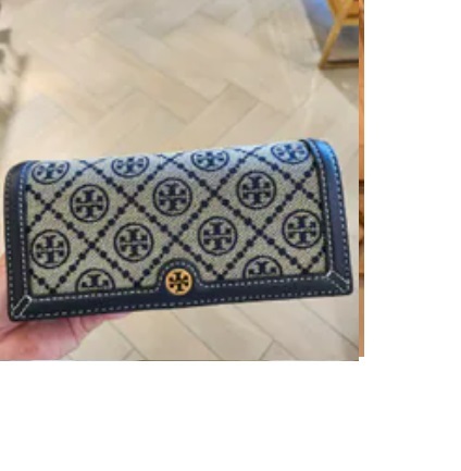 [S] TORY BURCH T MONOGRAM JACQUARD CHAIN WALLET,TORY NAVY, 135846-405 (STB557)