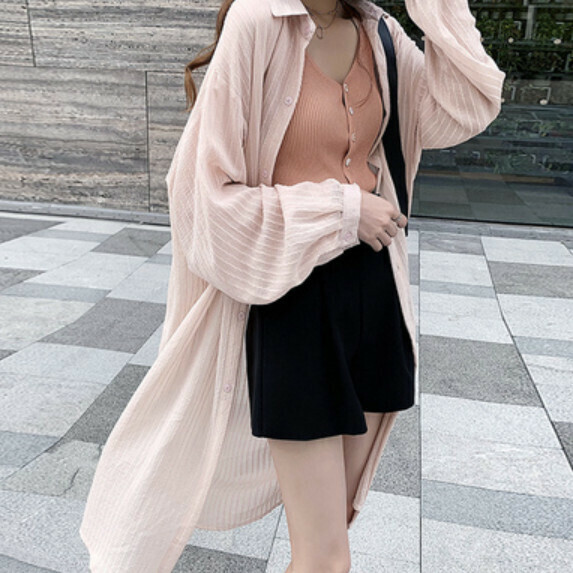 Sunscreen mid-length shirt long sleeve women's summer (pink [size M_4XL] (contact customer service to confirm the shipping size after placing an order)