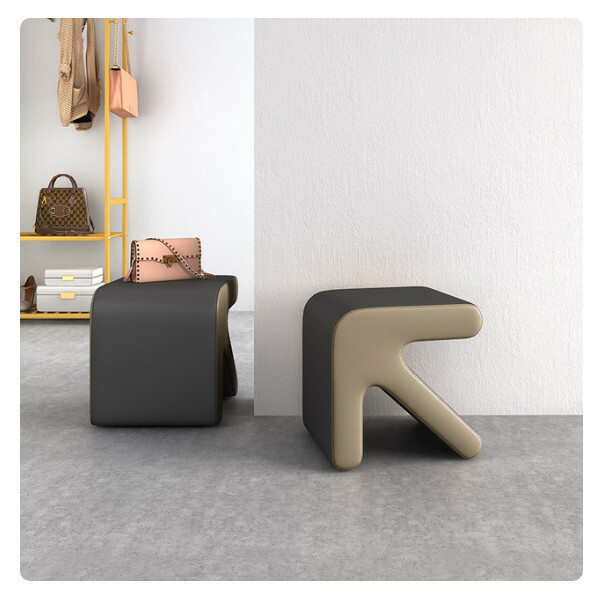 Hot selling shoe changing stool, entrance low stool, sofa stool, fitting room stool 40x40x35cm (dark and light gray)