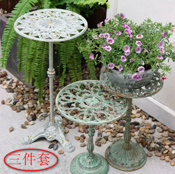 Hotly recommended iron art space, outdoor flower stand, potted plant stool, corridor shelf [three colors] three-piece set