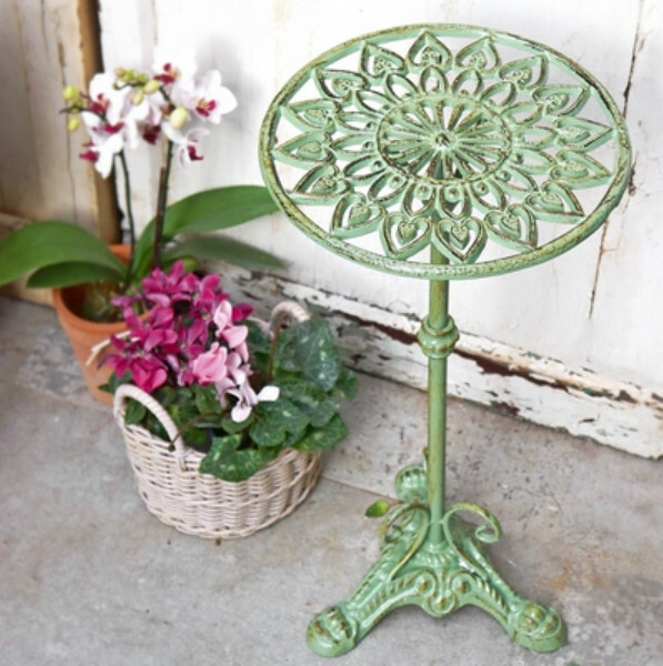 Hotly recommended iron art space, outdoor flower stand, potted plant stool, corridor shelf [green] large size