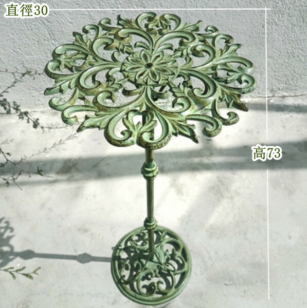 Hotly recommended iron art space, outdoor flower stand, potted plant stool, corridor shelf [green] lace style large size and heightening