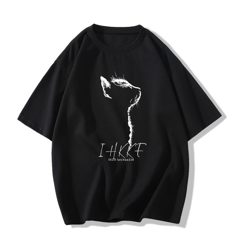 Casual short-sleeved T-shirt (XS-2XL black [260g cotton high-quality version]) [Please contact customer service to confirm the shipping size after placing an order]