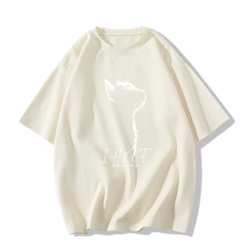 Casual short-sleeved T-shirt (XS-2XL apricot [260g cotton high-quality version]) [Please contact customer service to confirm the shipping size after placing an order]