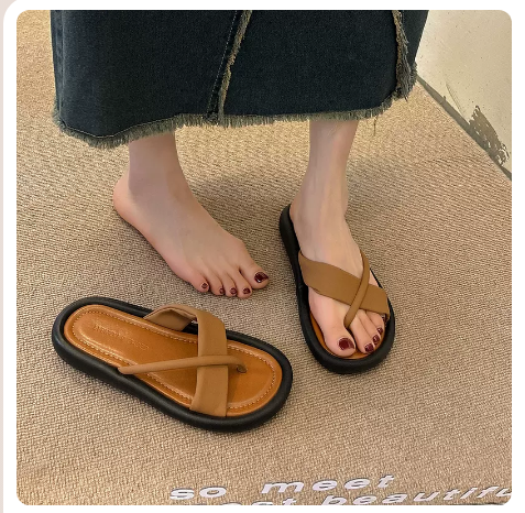 Flat Bottom Herringbone Beach Sandals (Brown/35-40 Yards) (Contact customer service to confirm shipping size after placing an order)
