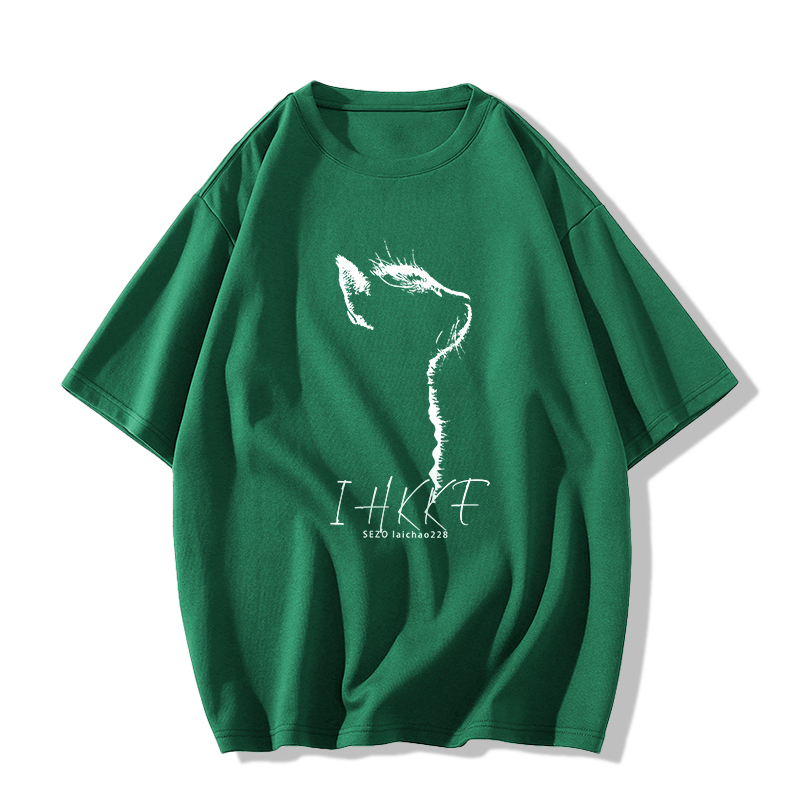 Casual short-sleeved T-shirt (XS-2XL dark green [260g cotton high-quality version]) [Please contact customer service to confirm the shipping size after placing an order]