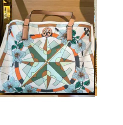 [S] TORY BURCH NYLON PRINTED ELLA TOTE,FRENCH CREAM FLORAL COMPASS, 152011-977 (STB564)