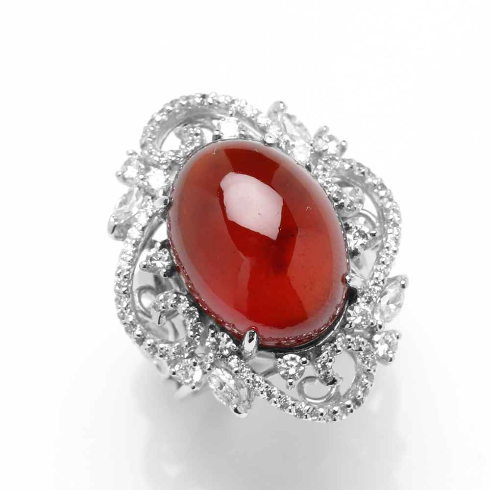 【雅紅珠寶】天然石榴石戒指-13*17mm-925銀飾-R0445